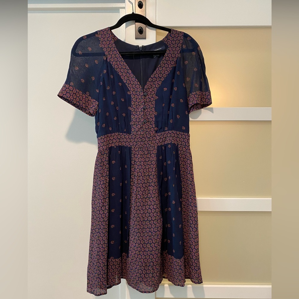 French Connection mini dress. Worn once. Size 6. Blue and pink floral.